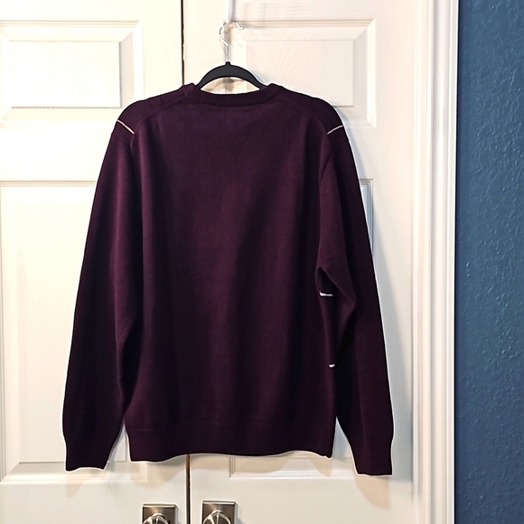 Haggar crew neck Sweater in purple w white Stripes. Excellent shape Large - Picture 6 of 8